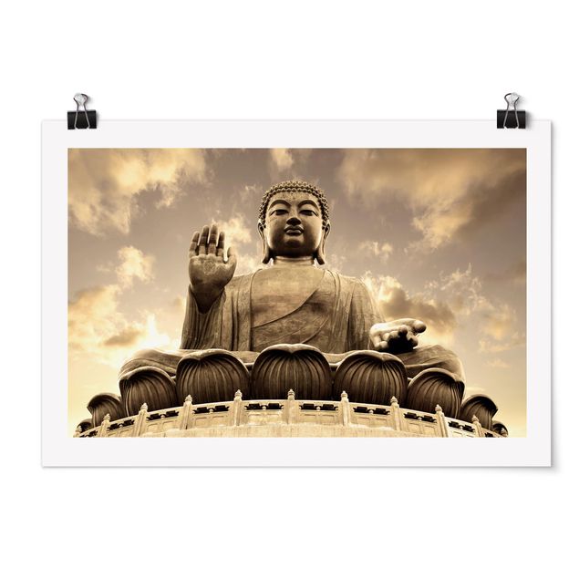 Poster - Großer Buddha Sepia - Querformat 2:3
