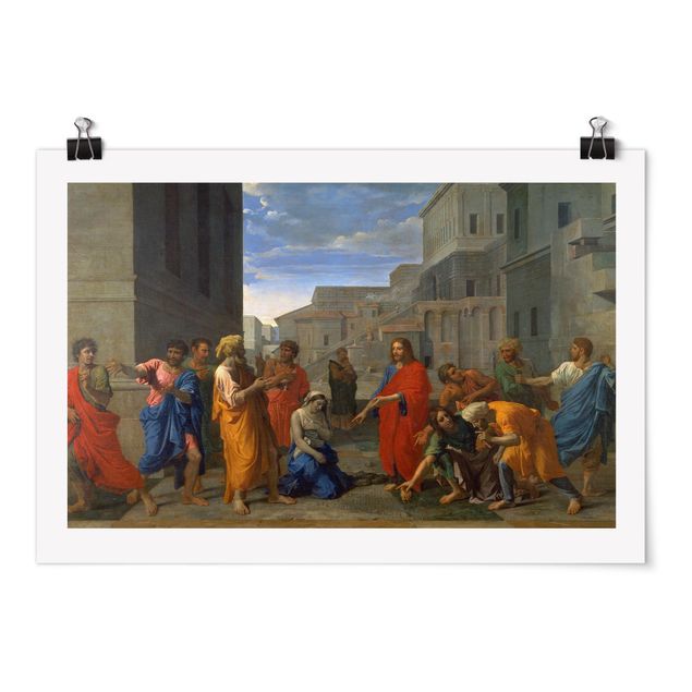 Poster - Nicolas Poussin - Christus und die Ehebrecherin - Querformat 2:3