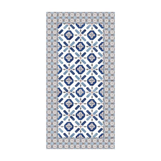 Teppich modern Marokkanische Fliesen Blumenfenster mit Fliesenrahmen