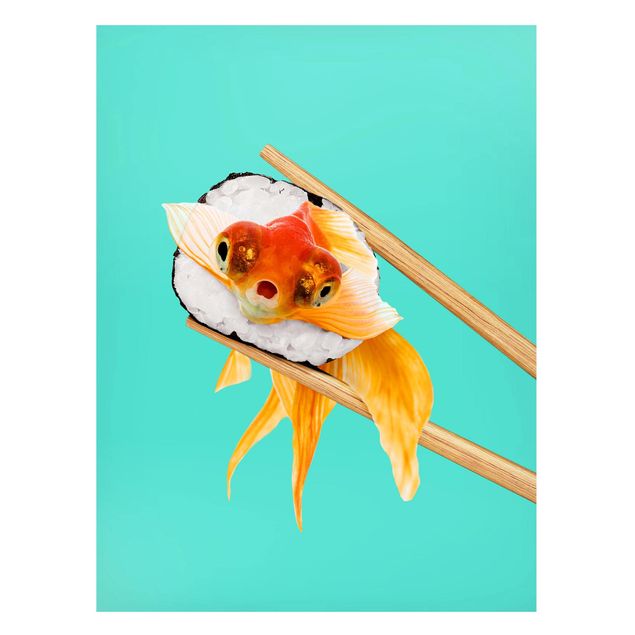 Magnettafel Büro Sushi mit Goldfisch