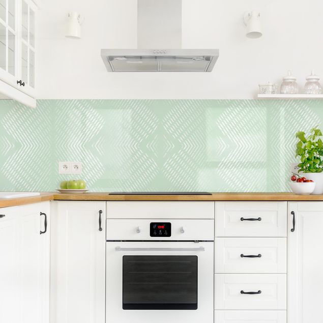 Küchenrückwände selbstklebend Rautenmuster mit Streifen in Mintgrün