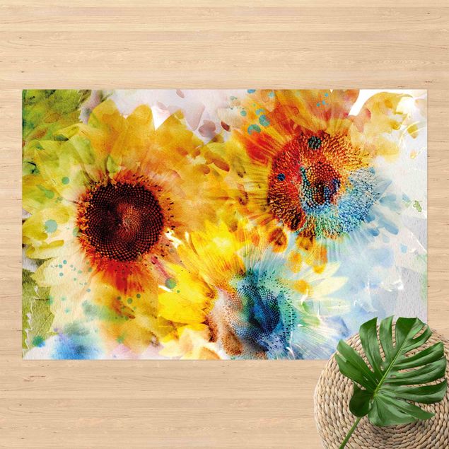 Aussen Teppich Watercolor Sunflower
