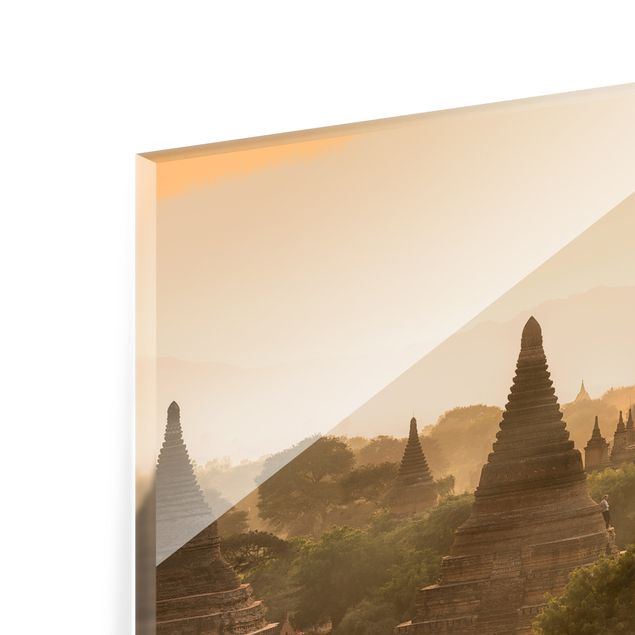 Spritzschutz Glas - Sonnenuntergang über Bagan - Querformat 2:1
