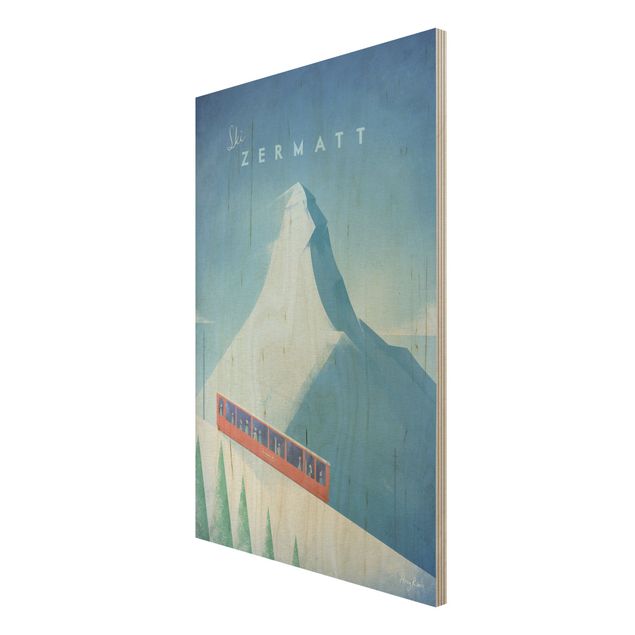 Holzbilder modern Reiseposter - Zermatt