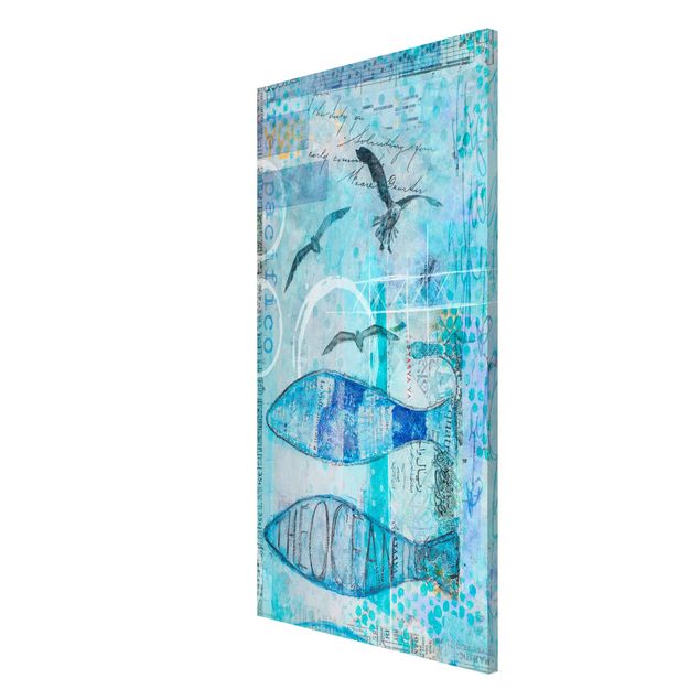 Magnettafel Tiere Bunte Collage - Blaue Fische