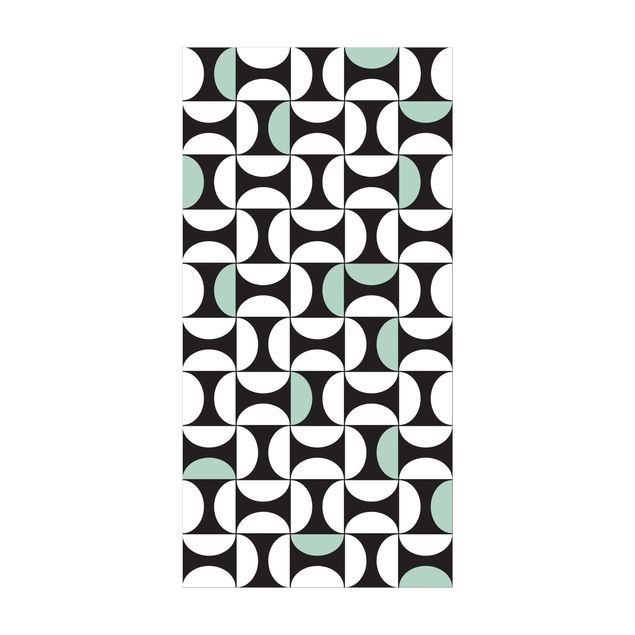 Teppich modern Geometrische Fliesenbögen Mintgrün mit Bordüre