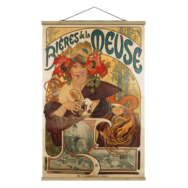 Stoffbilder Alfons Mucha - Plakat für La Meuse Bier