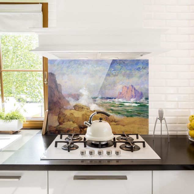 Küchenrückwand Glas Landschaft Ozean an der Bucht Malerei