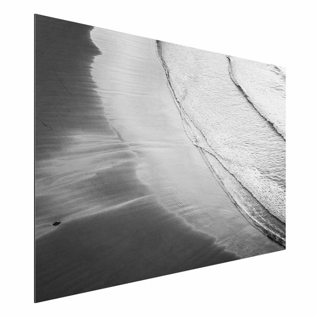 Bilder für die Wand Leichter Wellengang am Strand Schwarz Weiß