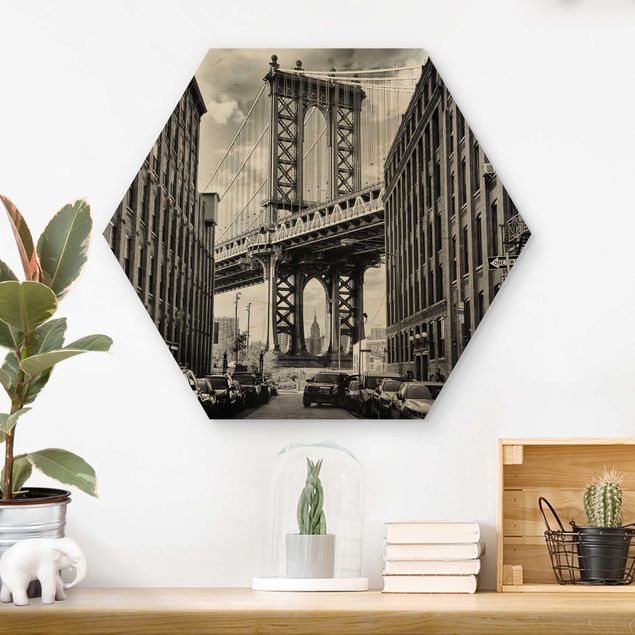 Holzbilder modern Manhattan Bridge in America