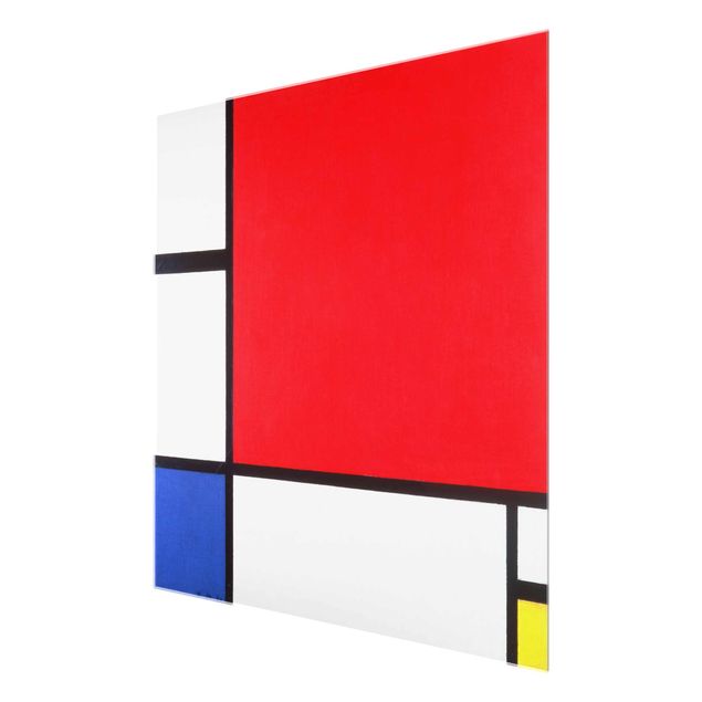 Bilder auf Glas Piet Mondrian - Komposition Rot Blau Gelb