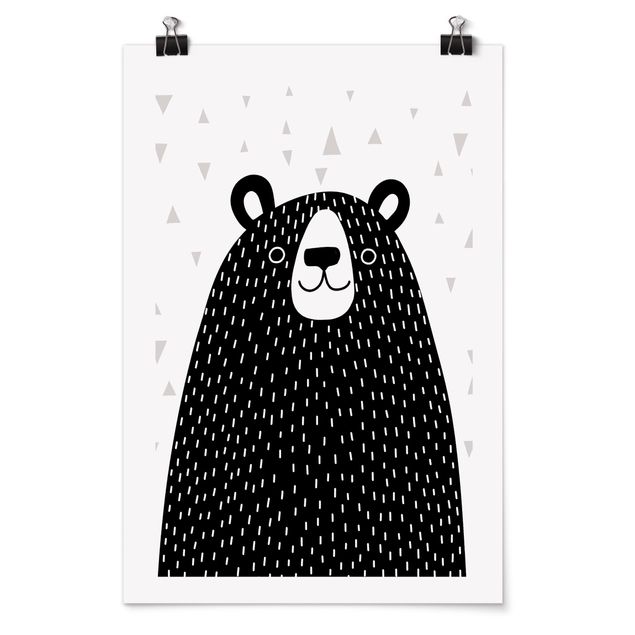 Poster Schwarz-Weiß Tierpark mit Mustern - Bär
