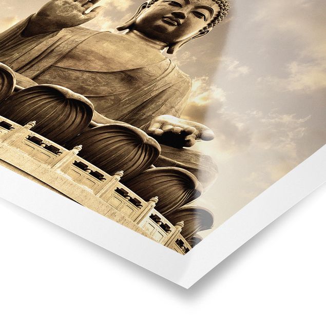 Poster - Großer Buddha Sepia - Querformat 3:4