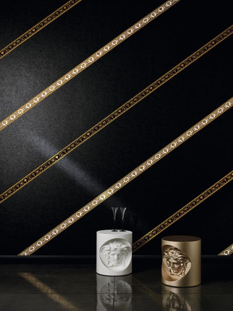 Moderne Tapeten Versace wallpaper Versace 3 Vanitas in Gelb Metallic Schwarz - 343051