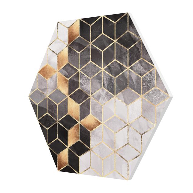 Hexagon Bild Forex - Schwarz Weiß goldene Geometrie