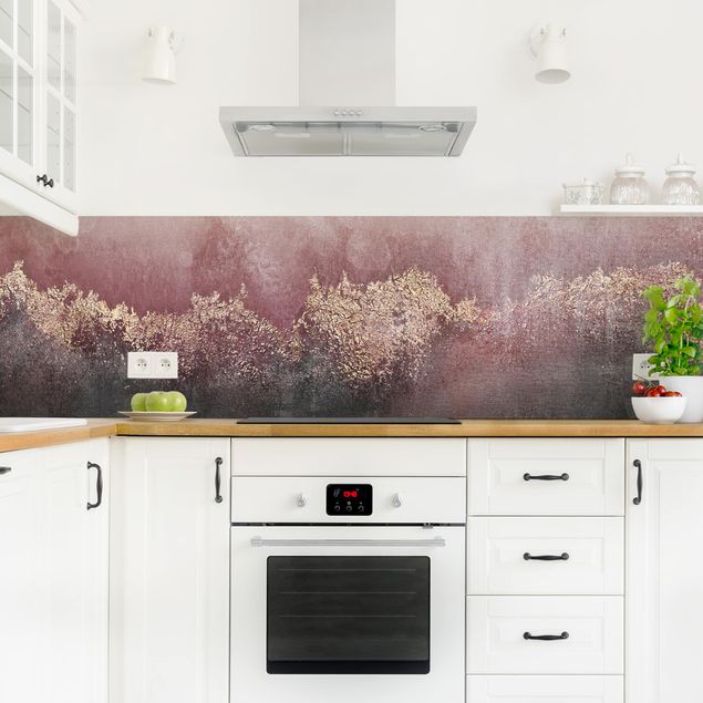 Küchenrückwand abstrakt Goldene Dämmerung Rosa