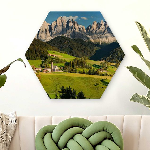 Holzbilder Natur Geislerspitzen in Südtirol
