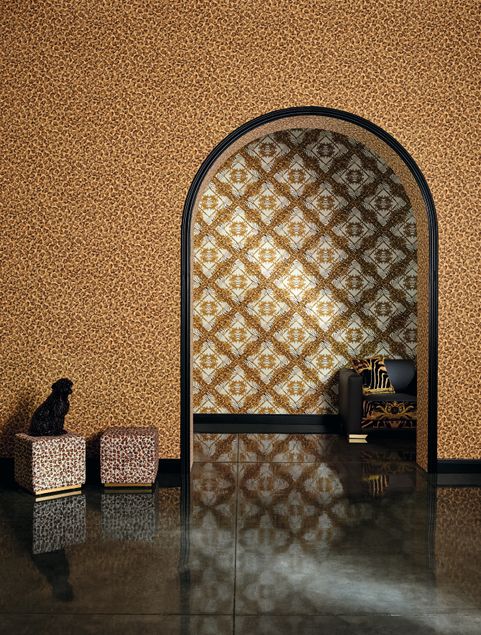 Moderne Tapeten Versace wallpaper Versace 3 Vasmara in Braun Creme Metallic - 349043