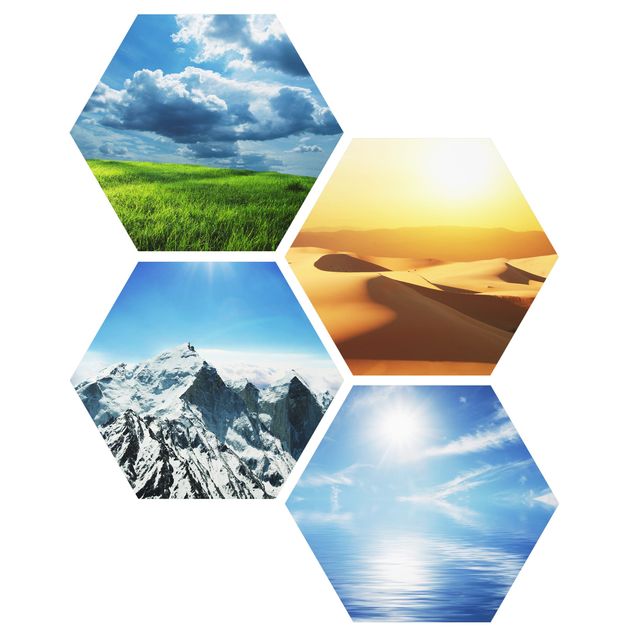 Hexagon Bild Forex 4-teilig - Elements