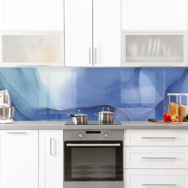 Küchenrückwand abstrakt Meliertes Tintenblau