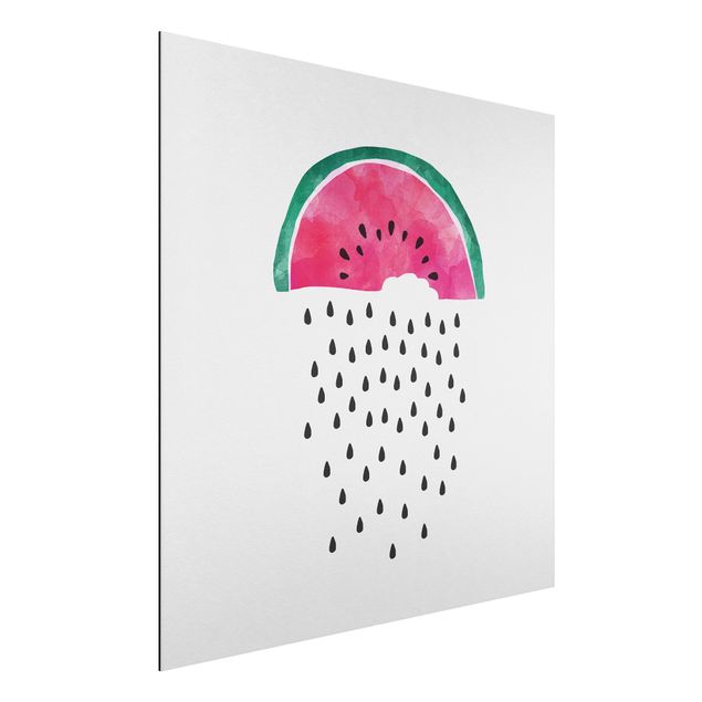 Alu-Dibond - Wassermelonen Regen - Quadrat