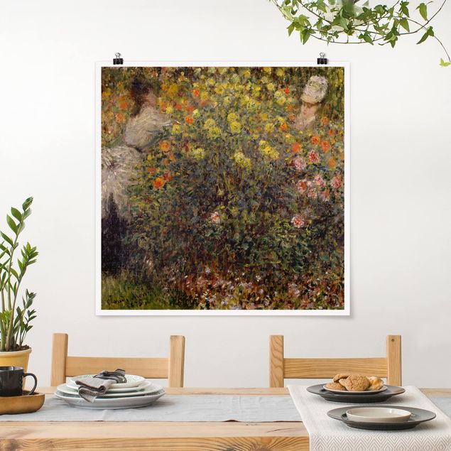 Poster - Claude Monet - Blumengarten - Quadrat 1:1
