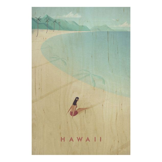 Holzbild maritim Reiseposter - Hawaii