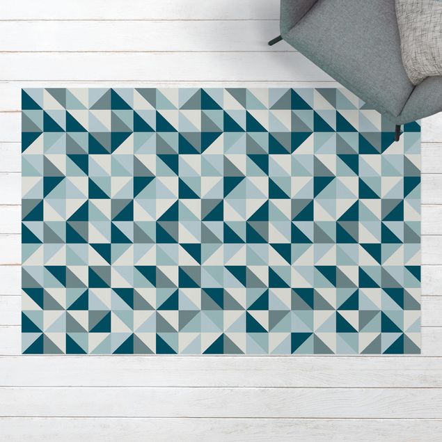 Outdoor Teppich Blaues Dreieck Muster