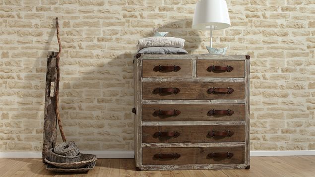 Tapeten mit Muster A.S. Création Best of Wood`n Stone 2nd Edition in Beige Creme - 355802