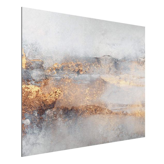 Abstrakte Kunst Bilder Gold-Grauer Nebel