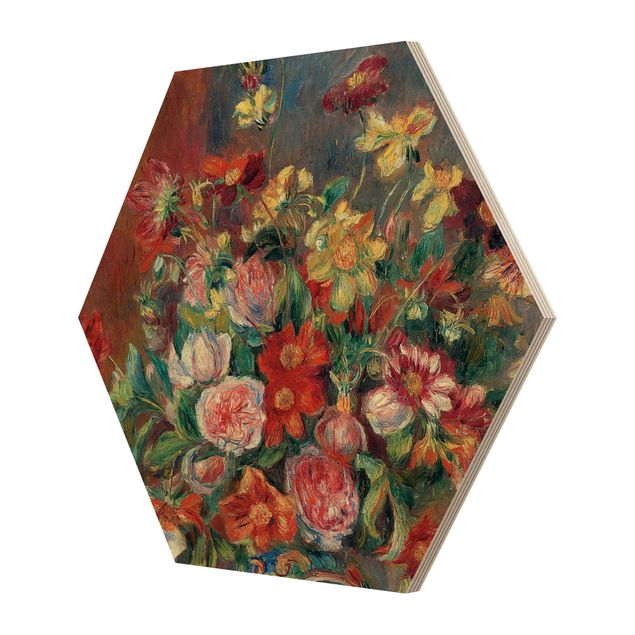 Hexagon Bild Holz - Auguste Renoir - Blumenvase