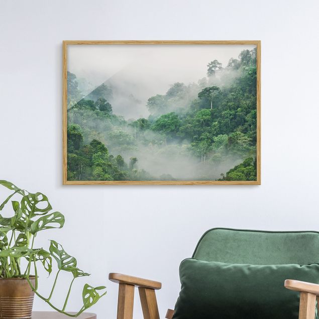 Bilder mit Rahmen Blumen Dschungel im Nebel