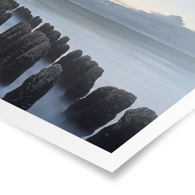 Poster - Holzbuhnen in der Nordsee auf Sylt - Panorama Querformat