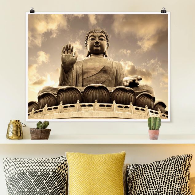 Poster - Großer Buddha Sepia - Querformat 3:4