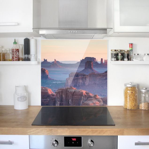 Spritzschutz Küche Steinoptik Sonnenaufgang in Arizona