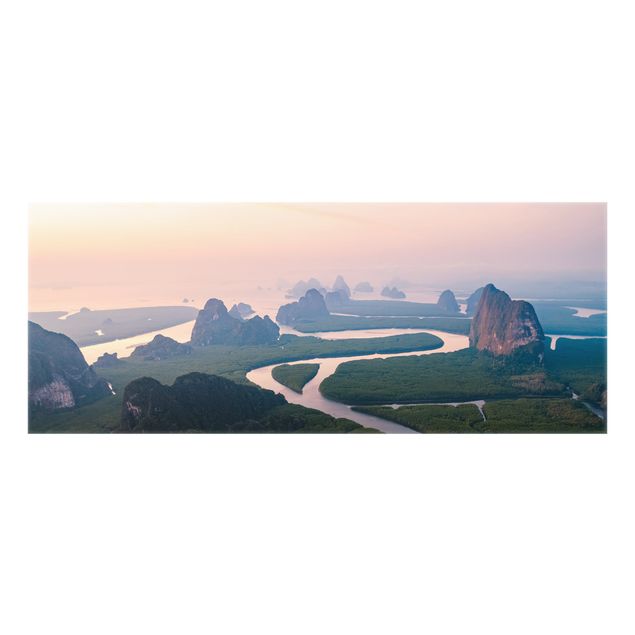 Spritzschutz - Flusslandschaft in Thailand - Panorama 5:2