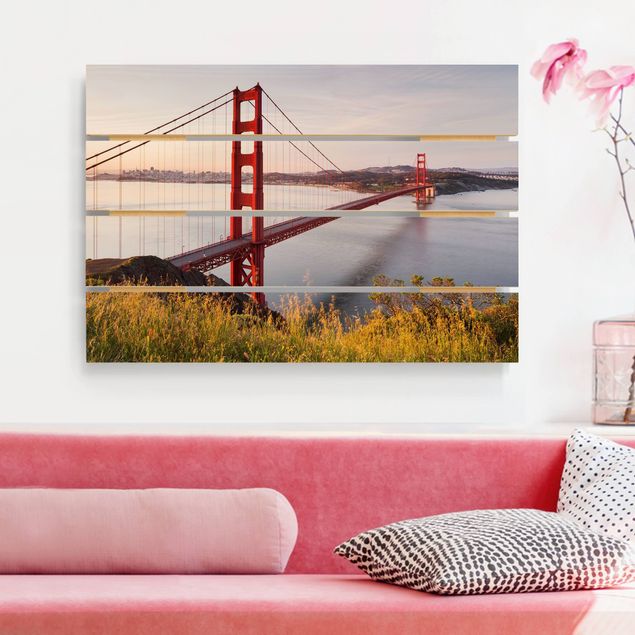 Moderne Holzbilder Golden Gate Bridge in San Francisco