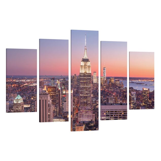 Schöne Wandbilder Sonnenuntergang Manhattan New York City