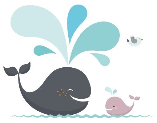 Fensterbilder Tiere Happy Whales