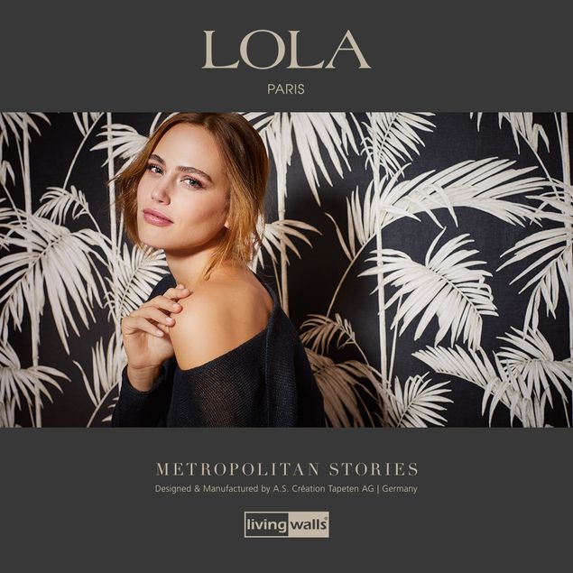 Livingwalls Mustertapete Metropolitan Stories Lola - Paris in Metallic, Rosa, Schwarz