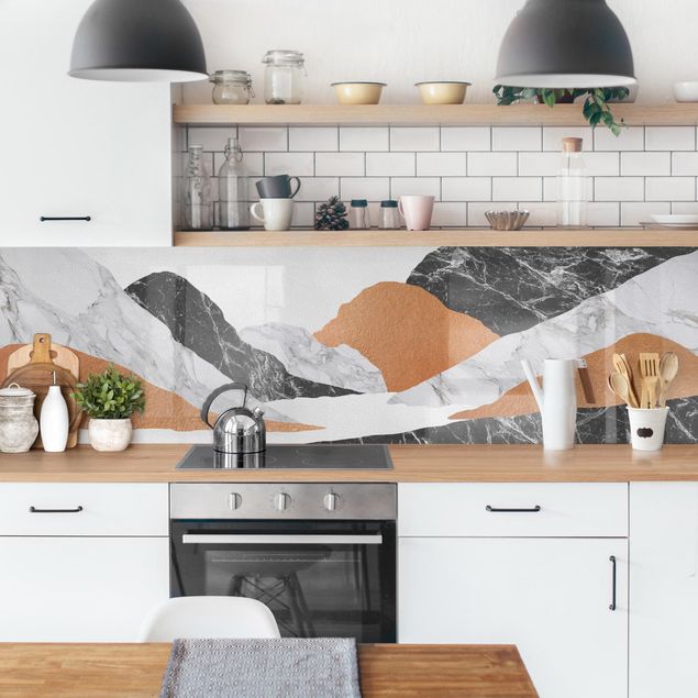 Küchenrückwände selbstklebend Landschaft in Marmor und Kupfer II