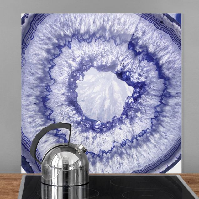 Spritzschutz Glas magnetisch Blau Lila Kristall