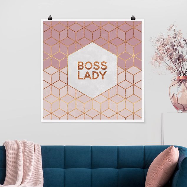 Poster - Boss Lady Sechsecke Rosa - Quadrat 1:1