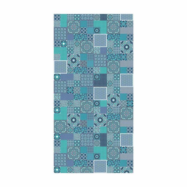 Teppich modern Marokkanische Mosaikfliesen türkis blau