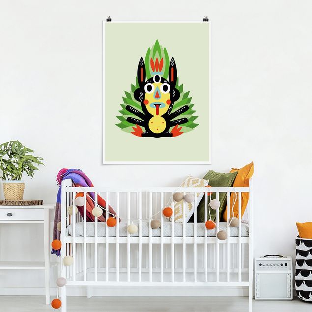 Poster Kinderzimmer Tiere Collage Ethno Monster - Dschungel