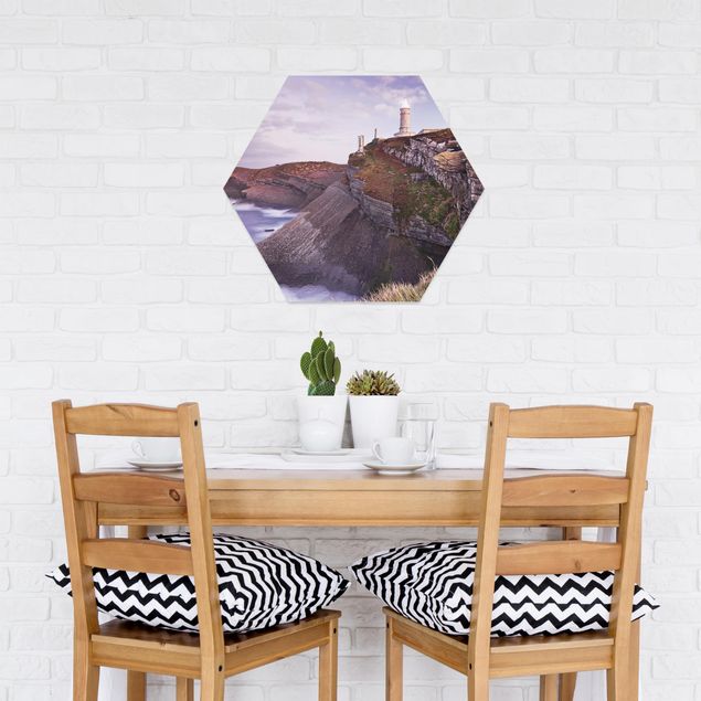 Hexagon Bilder Steilküste und Leuchtturm