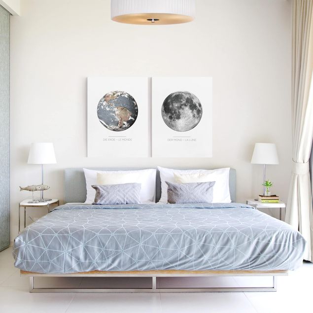 Leinwandbilder Wohnzimmer modern Mond und Erde