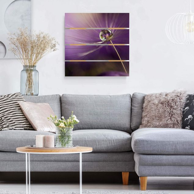 Holzbilder modern Pusteblume in Violett