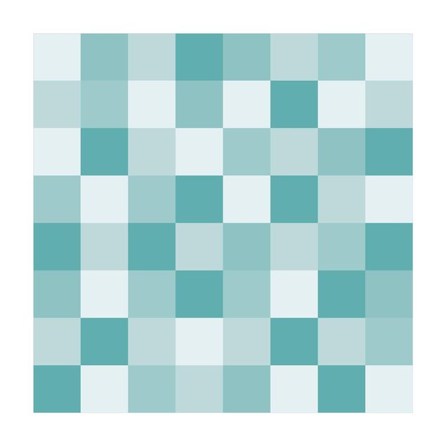Teppich Schachbrettmuster Geometrisches Muster Buntes Schachbrett Blau