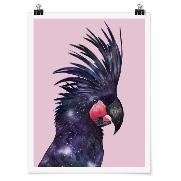 Poster Tiere Kakadu mit Galaxie